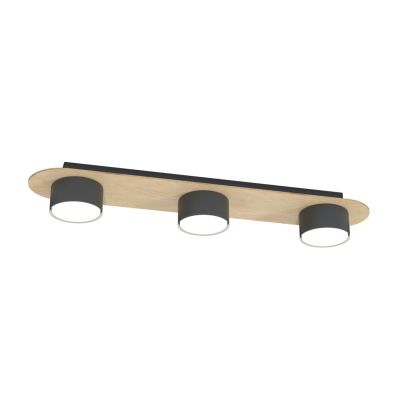Emibig Diaz lampa podsufitowa 3x12 W czarna-drewno 1438/3