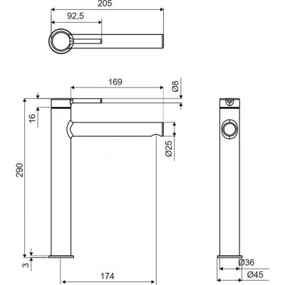 Excellent Pi bateria umywalkowa stojąca nikiel AREX.1202NB