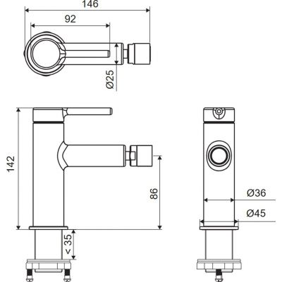 Excellent Pi bateria bidetowa stojąca nikiel szczotkowany AREX.1203NB