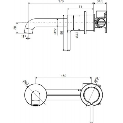 Excellent Delta Pi bateria umywalkowa podtynkowa złoty szczotkowany AREX.1213GB