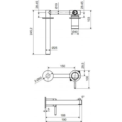 Excellent Pi bateria umywalkowa podtynkowa nikiel AREX.1214NB