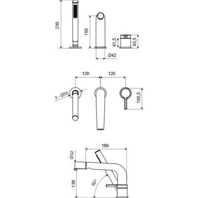 Excellent Pi bateria wannowo-prysznicowa nawannowa grafit szczotkowany AREX.1234AB
