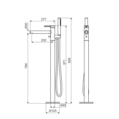 Excellent Pi bateria wannowo-prysznicowa wolnostojąca złoty szczotkowany AREX1255GB