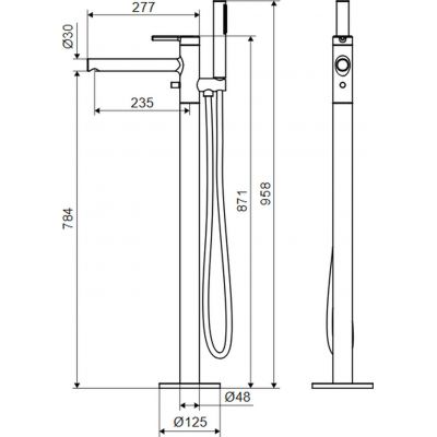 Excellent Pi bateria wannowo-prysznicowa wolnostojąca nikiel szczotkowany AREX.1255NB