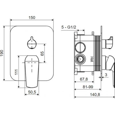 Excellent Clever 2.0 bateria wannowo-prysznicowa podtynkowa czarna AREX.4147BS