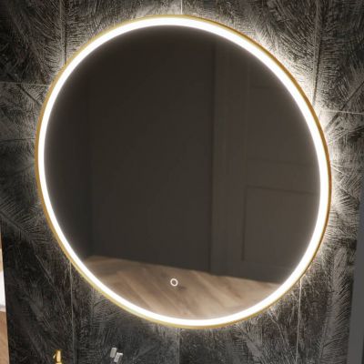 Excellent Corido lustro 80x80 cm okrągłe z oświetleniem z matą grzewczą z ramą miedź szczotkowana DOEX.CO080.CB