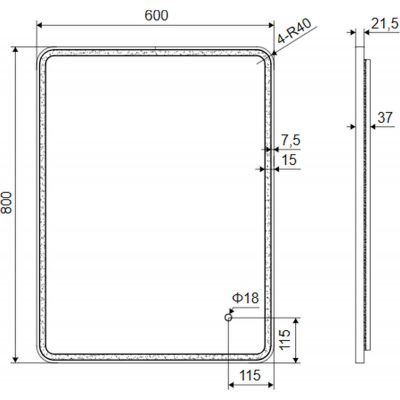 Excellent Corido lustro 60x80 cm prostokątne z oświetleniem z matą grzewczą z ramą złoty szczotkowany DOEX.CO080.060.GB