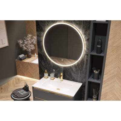 Excellent Corido lustro 80x80 cm okrągłe z oświetleniem z matą grzewczą z ramą miedź szczotkowana DOEX.CO080.CB