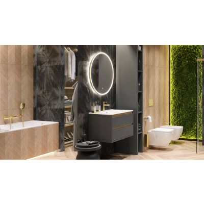 Excellent Corido lustro 80x80 cm okrągłe z oświetleniem z matą grzewczą z ramą złoty szczotkowany DOEX.CO080.GB