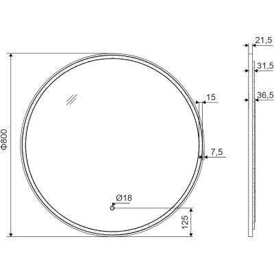 Excellent Corido lustro 80x80 cm okrągłe z oświetleniem z matą grzewczą z ramą złoty szczotkowany DOEX.CO080.GB
