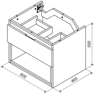Zestaw Excellent Tuto 2.0 szafka 80 cm podumywalkowa wisząca z blatem biały-dąb-grafit MLEX.2171.K.80.03MA.WHWH