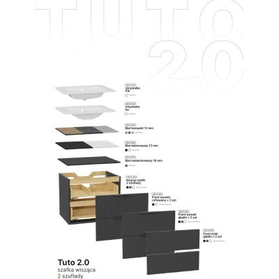 Excellent Tuto 2.0 korpus szafki 80x46.5x50 cm podumywalkowa wisząca biała-dąb MLEX.2172.800.WHBL