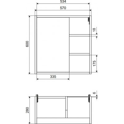 Excellent Ness szafka 57x28x60 cm podumywalkowa wisząca szałwiowy mat MLEX.8201.600.GN