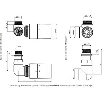 Excellent Caldo zawór trójosiowy termostatyczny biały GREX.CA20.P.TT.WH