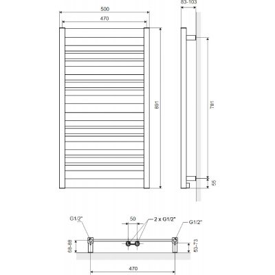 Excellent Conti grzejnik łazienkowy drabinkowy 89x50 cm czarny GREX.CO89.BL