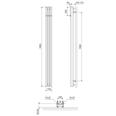Excellent Verdi grzejnik łazienkowy dekoracyjny 180x13 cm czarny GREX.VE180.13.3SP.BL