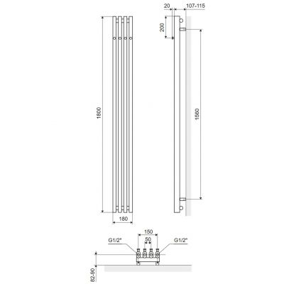 Excellent Verdi grzejnik łazienkowy dekoracyjny 180x18 cm cappuccino GREX.VE180.18.5SP.CA