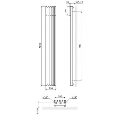 Excellent Verdi grzejnik łazienkowy dekoracyjny 180x23 cm czarny GREX.VE180.23.5SP.BL