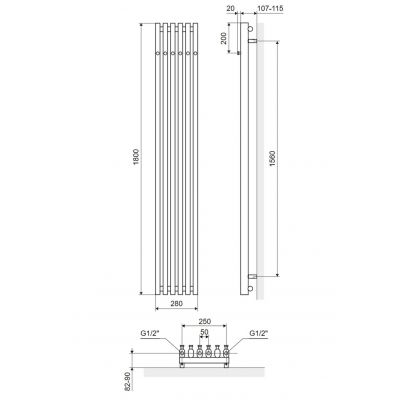 Excellent Verdi grzejnik łazienkowy dekoracyjny 180x28 cm czarny GREX.VE180.28.6SP.BL