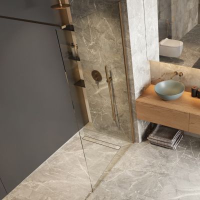 Excellent Vidoq ścianka prysznicowa walk-in 100 cm miedź szczotkowana/szkło przezroczyste KAEX.1506.1000.LP.CB