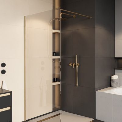 Excellent Vidoq ścianka prysznicowa walk-in 120 cm złoty szczotkowany/szkło przezroczyste KAEX.1506.1200.LP.GB
