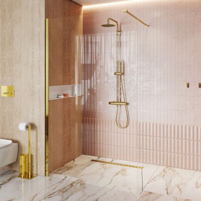 Excellent Vidoq ścianka prysznicowa walk-in 90 cm złoty połysk/szkło przezroczyste KAEX.1506.900.LP.GL