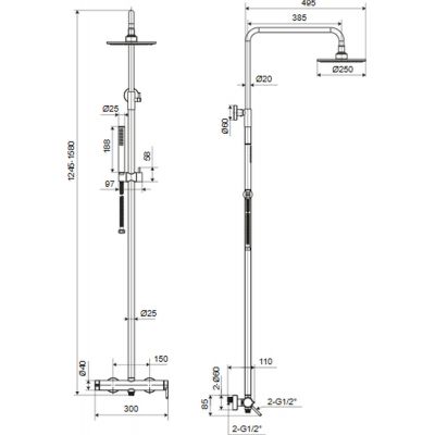 Excellent Pi zestaw prysznicowy ścienny z deszczownicą grafit szczotkowany AREX.1281AB