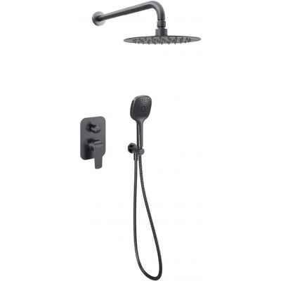 Excellent Clever 2.0 zestaw prysznicowy podtynkowy z deszczownicą grafitowy AREX.SET.4145AB