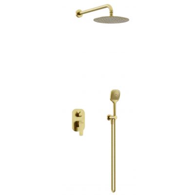 Excellent Clever 2.0 zestaw prysznicowy podtynkowy z deszczownicą złoty szczotkowany AREX.SET4145GB