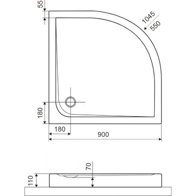 Excellent Sense X brodzik półokrągły 90x90 cm czarny mat struktura BREX.1404090090BLC