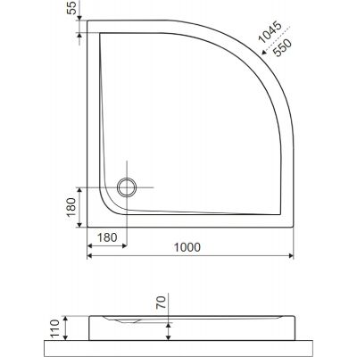 Excellent Sense X brodzik półokrągły 100x100 cm czarny mat struktura BREX.1404100100BLC