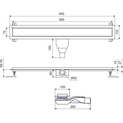 Excellent Stilio odpływ liniowy z rusztem 90 cm grafit szczotkowany INEX.1515.900.R.AB