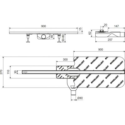 Excellent Stilio ruszt odpływu liniowego 90 cm czarny soft INEX.1525.900.R.BS