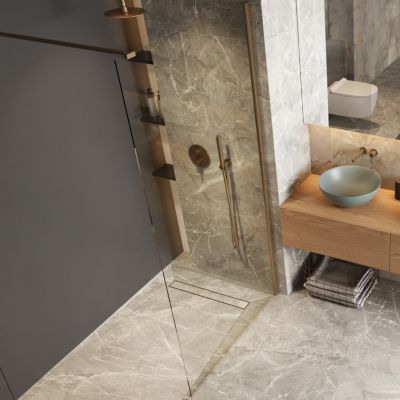 Excellent Vidoq ścianka prysznicowa walk-in 90 cm grafitowy szczotkowany/szkło przezroczyste KAEX.1506.900.LP.AB