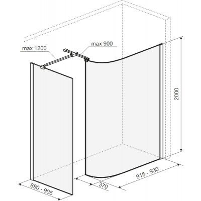 Excellent Vidoq ścianka prysznicowa walk-in 93 cm chrom połysk/szkło przezroczyste KAEX.1507.930.LP.CR