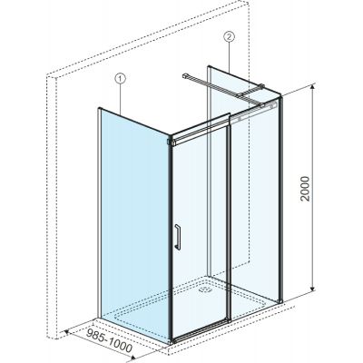 Excellent Rols ścianka prysznicowa z drzwiami 100 cm chrom połysk/szkło przezroczyste KAEX.2626.1000.LP