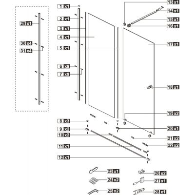 Excellent Ortigo kabina prysznicowa 120x80 cm prostokątna czarny mat/szkło przezroczyste KAEX.5016.K.1200.0800.BL