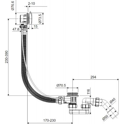 Excellent Simple syfon z przelewem czarny mat ARIN.3157BL