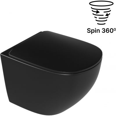 Excellent Luqa miska WC wisząca bez kołnierza spłukiwanie wirowe czarny mat CEAC.6403.480.BLM