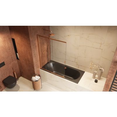 Excellent Liner parawan nawannowy 110 cm 2-częściowy miedź szczotkowana/szkło przezroczyste KAEX.2960.1100.LP