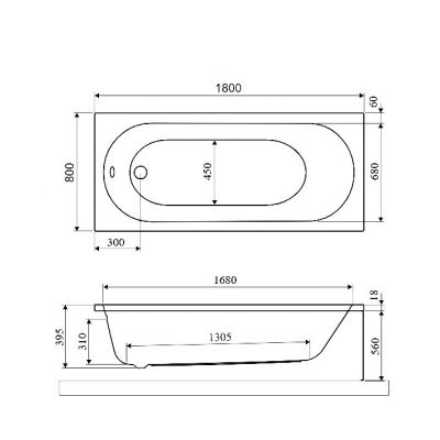 Excellent Oceana wanna prostokątna Slim 180x80 cm biała WAEX.OCM.180.80WHS