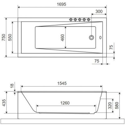 Excellent Wave Slim wanna prostokątna 170x75 cm biała WAEX.WAV170.75WHS