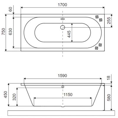 Excellent Oceana wanna prostokątna Slim 170x75 cm czarny mat WAEX.OCE17BLMS