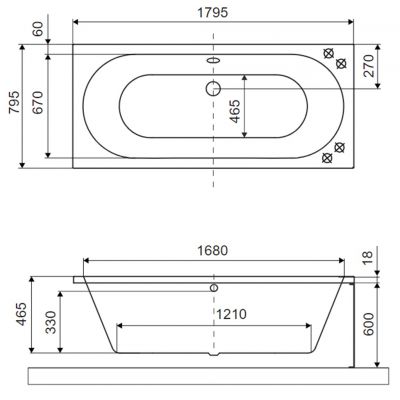 Excellent Oceana wanna prostokątna Slim 180x80 cm biały mat WAEX.OCE18EDMS