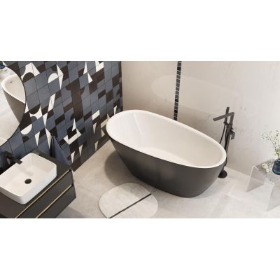 Excellent Olia 2.0 wanna wolnostojąca 160x75 cm owalna biały połysk/czarny mat WAEX.OLI2.16WHBLM
