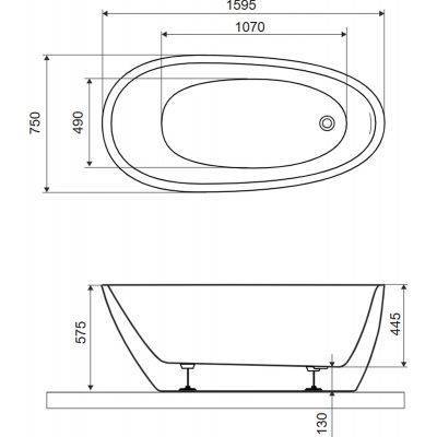 Excellent Olia 2.0 wanna wolnostojąca 160x75 cm owalna biały połysk/czarny mat WAEX.OLI2.16WHBLM