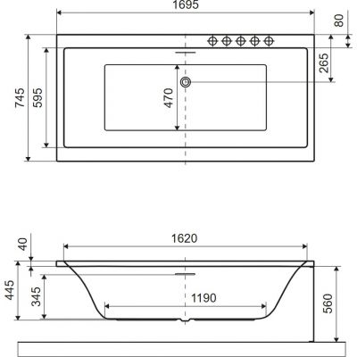 Excellent Pryzmat 2.0 wanna prostokątna Slim 170x75 cm biały połysk WAEX.PRY2.17WHS