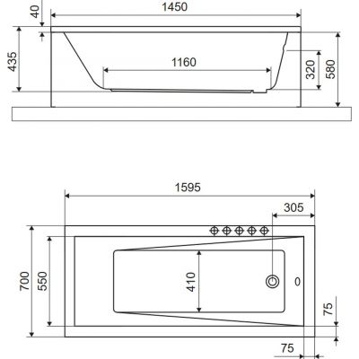Excellent Wave wanna prostokątna 160x70 cm biała WAEX.WAV16WH