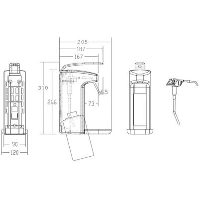 Faneco Med dozownik łokciowy 500 ml biały-szary MED500PBWG
