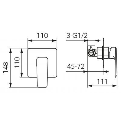 FDesign Brina bateria prysznicowa podtynkowa chrom FD1-BRN-7PA-11